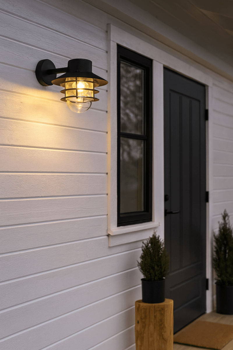 Ystad Noir lampe d’extérieur De Nordic Lighting - Sa finition noire lui conf&egrave;re une allure &eacute;l&eacute;gante, tout en la rendant robuste et durable.