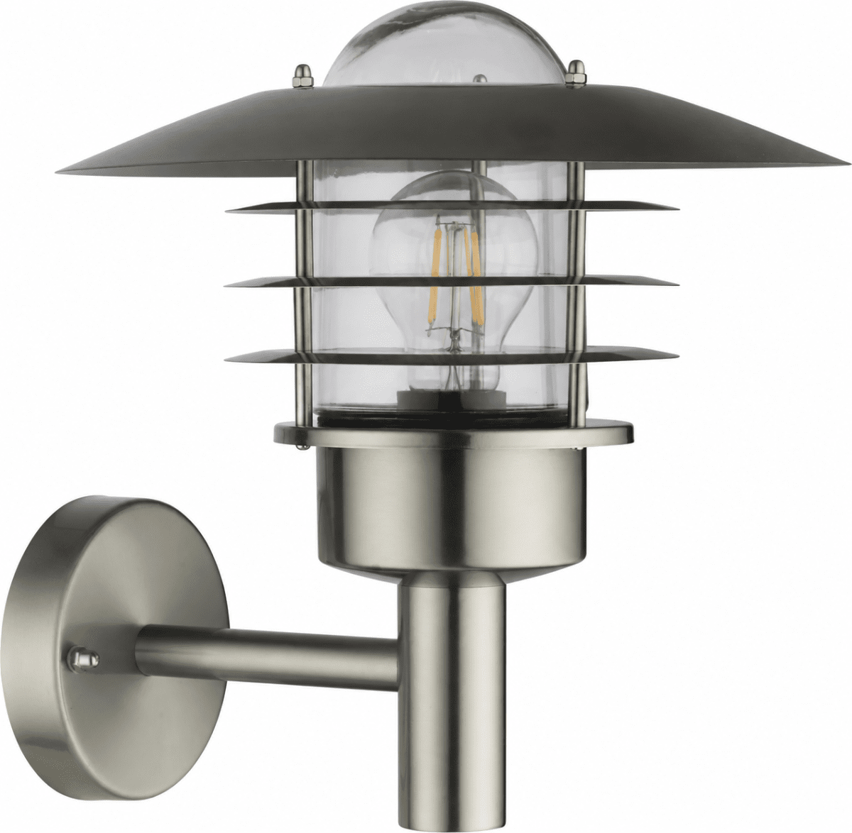 Kalmar Acier brossé lampe d’extérieur De Nordic Lighting - L'applique murale Kalmar est un luminaire d'ext&eacute;rieur classique et &eacute;l&eacute;gant, fabriqu&eacute; en aluminium et verre transparent.