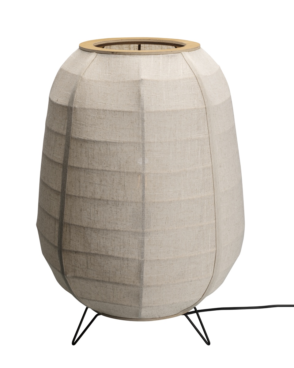 Delino Beige lampadaire De By Rydéns - Le lampadaire est fourni avec un c&acirc;ble en plastique noir de 2,5 m, un interrupteur au pied et une prise secteur.