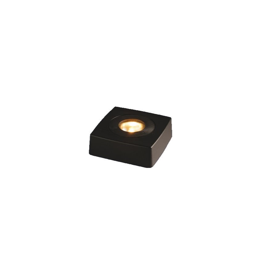 Socle Lumineux 9x9cm Noir lampe de table De Frilight - Le panneau lumineux est livr&eacute; complet avec un c&acirc;ble de 2,2 m de long, un interrupteur d'alimentation et une prise.