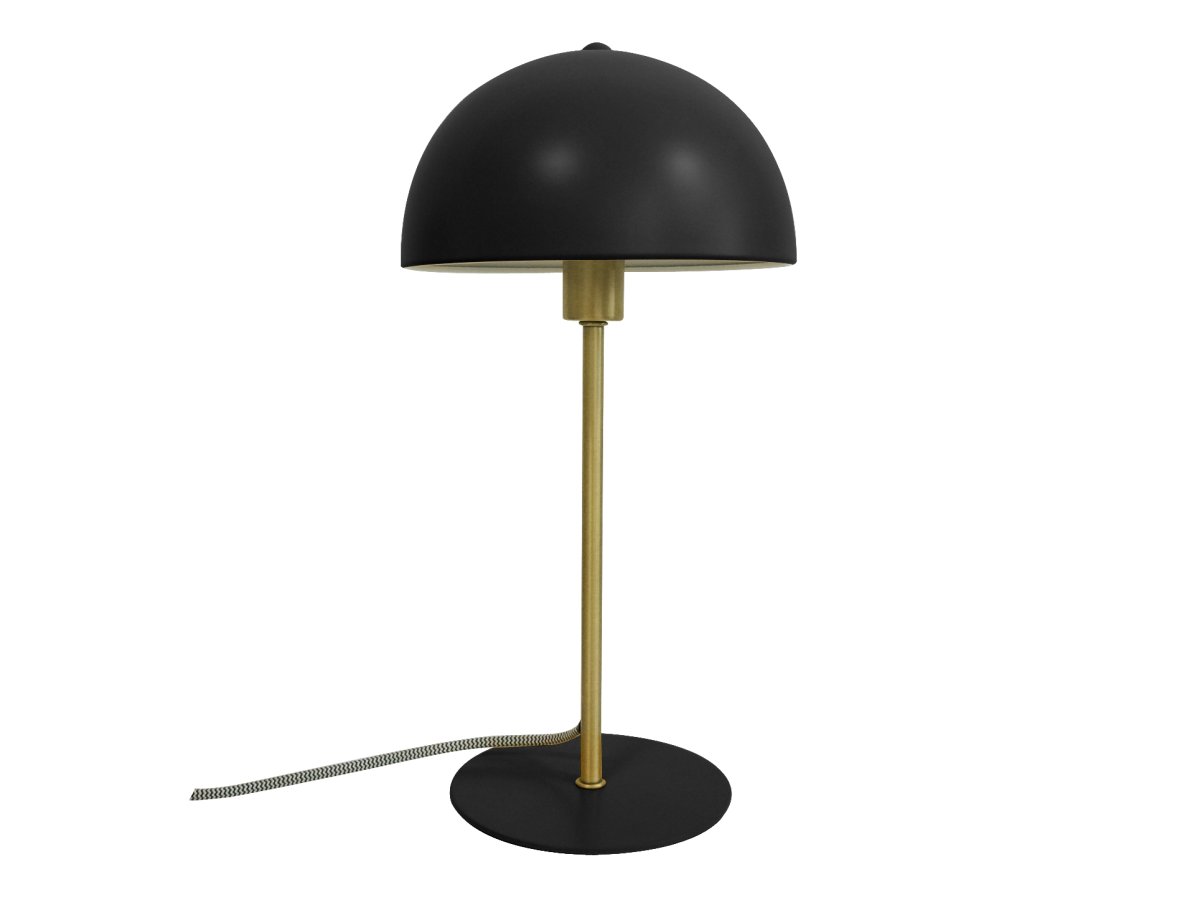 Bonnet 40cm Noir lampe de table De Leitmotiv - Son abat-jour noir et ses élégants détails en laiton lui confèrent un style tendance, tandis que la lampe diffuse une lumière chaude et agréable.