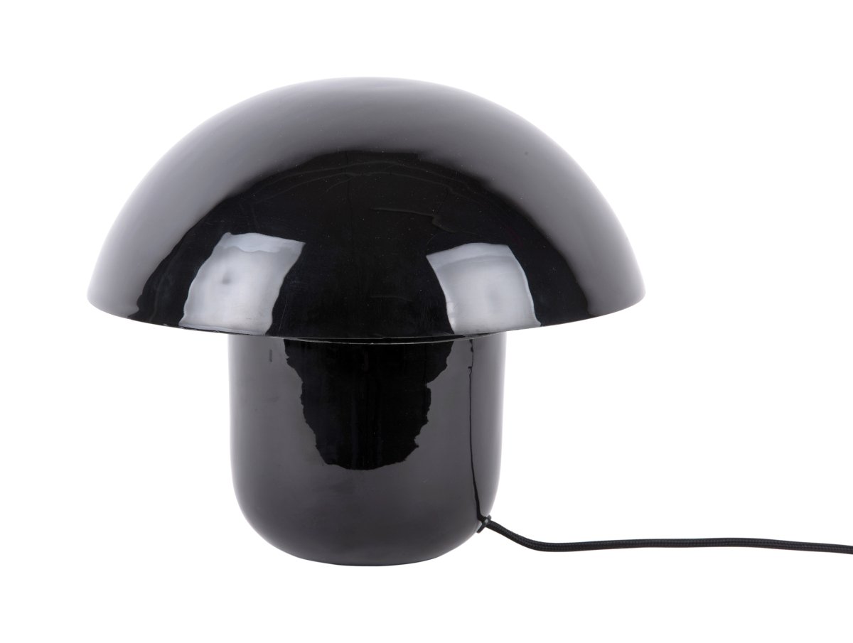 Mushroom 25cm Noir lampe de table De Leitmotiv - L'abat-jour diffuse une lumière douce et non éblouissante vers le bas, créant ainsi une ambiance chaleureuse et intime.