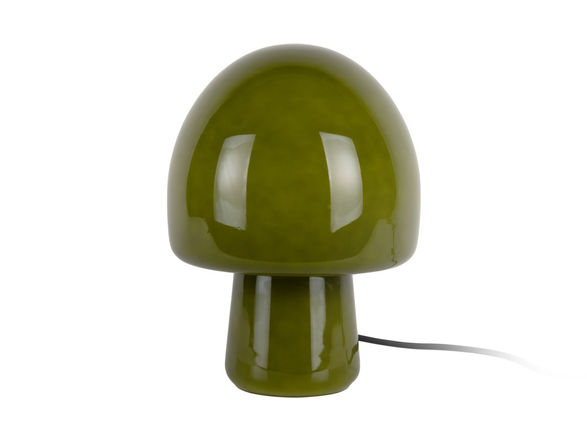 Gozar 27cm Vert lampe de table De Leitmotiv - Sa forme de champignon délicate et sa surface brillante assurent une répartition agréable de la lumière et une harmonie visuelle.