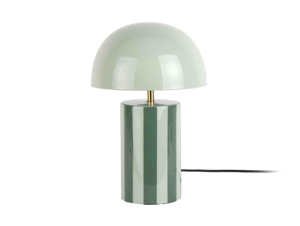 Rayado 34cm Vert lampe de table De Leitmotiv - Elle est fournie avec un c&acirc;ble textile noir de 2 m&egrave;tres, un interrupteur et une prise.