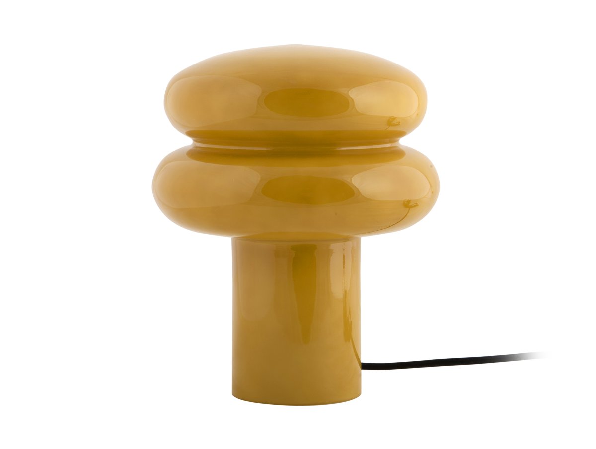 Incesante 24cm Jaune lampe de table De Leitmotiv - Incesante est une lampe de table sculpturale en verre, dotée d'un abat-jour jaune profond qui diffuse une lumière chaude et tamisée.