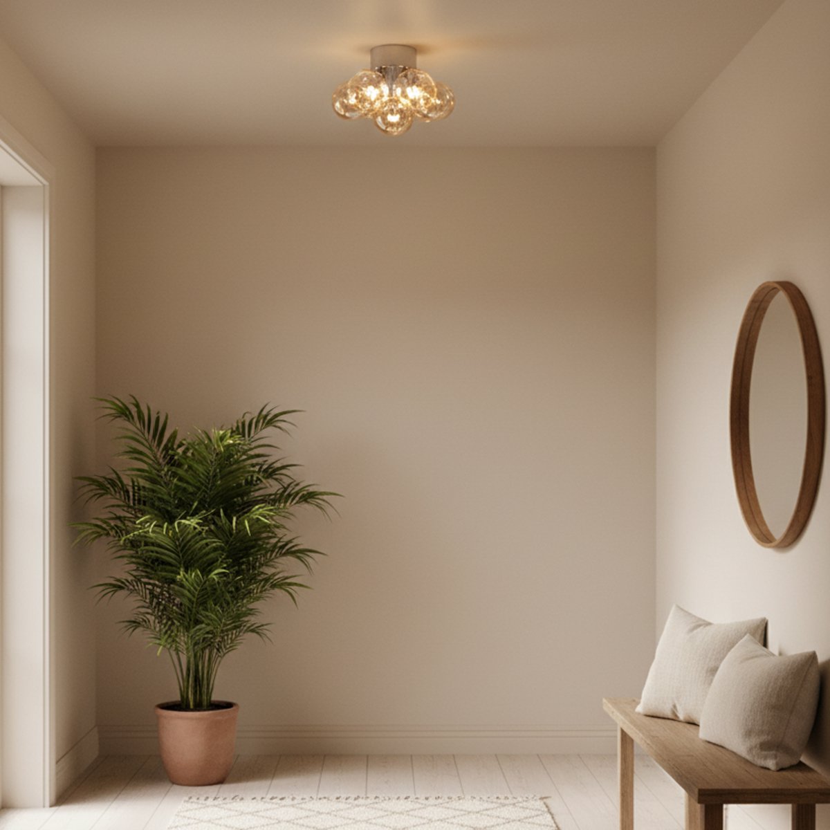 Lustro Ø30 Ambre plafonnier De By Rydéns - La lumi&egrave;re chaude du verre diffuse une lumi&egrave;re douce et tamis&eacute;e, cr&eacute;ant une ambiance agr&eacute;able dans la pi&egrave;ce.