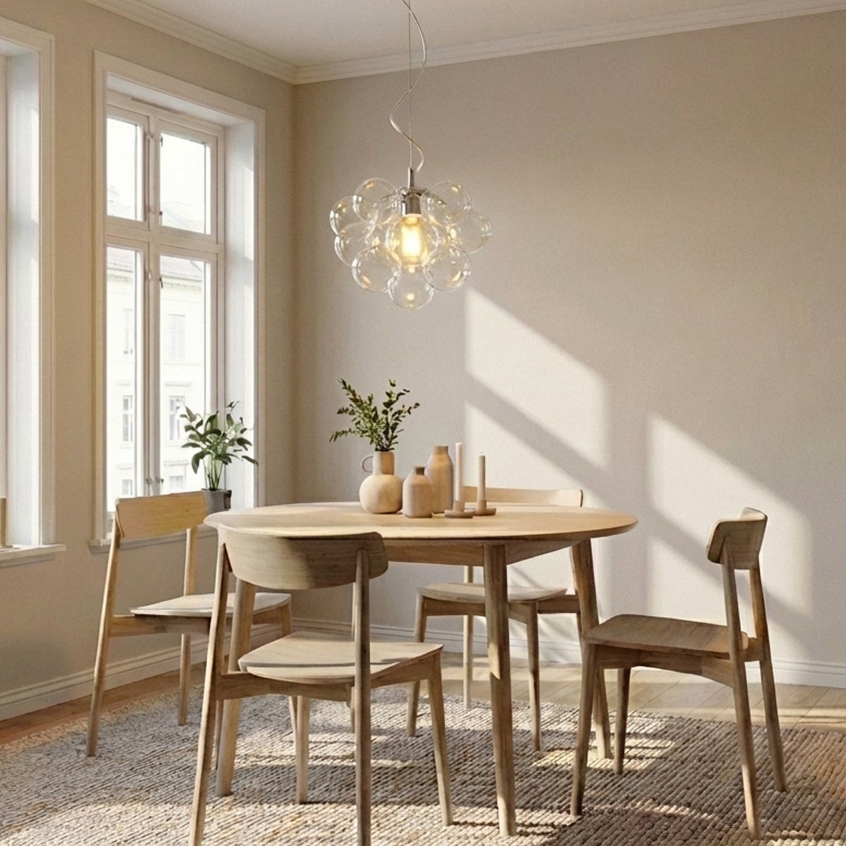 Lustro Ø40 Transparent suspension De By Rydéns - Lustro est une suspension d&eacute;corative et &eacute;l&eacute;gante en m&eacute;tal chrom&eacute;, compos&eacute;e de plusieurs abat-jour en verre transparent dispos&eacute;s en grappe.