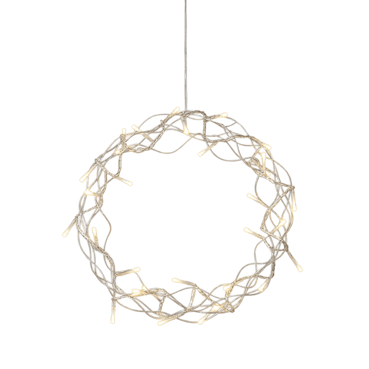 Couronne LED Ø30 Argent De Konstsmide - D'un diam&egrave;tre de 30 cm, cette guirlande est une magnifique d&eacute;coration &agrave; suspendre &agrave; une fen&ecirc;tre ou &agrave; un mur, apportant une touche de confort suppl&eacute;mentaire durant les mois les plus sombres.