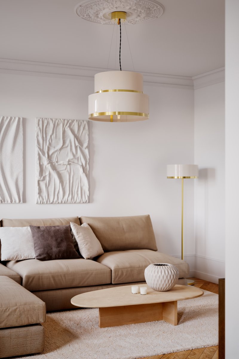 Marcel Ø50 Blanc suspension De By Rydéns - Marcel est un magnifique plafonnier et ajoute de l'&eacute;l&eacute;gance &agrave; la pi&egrave;ce avec ses d&eacute;tails en laiton.