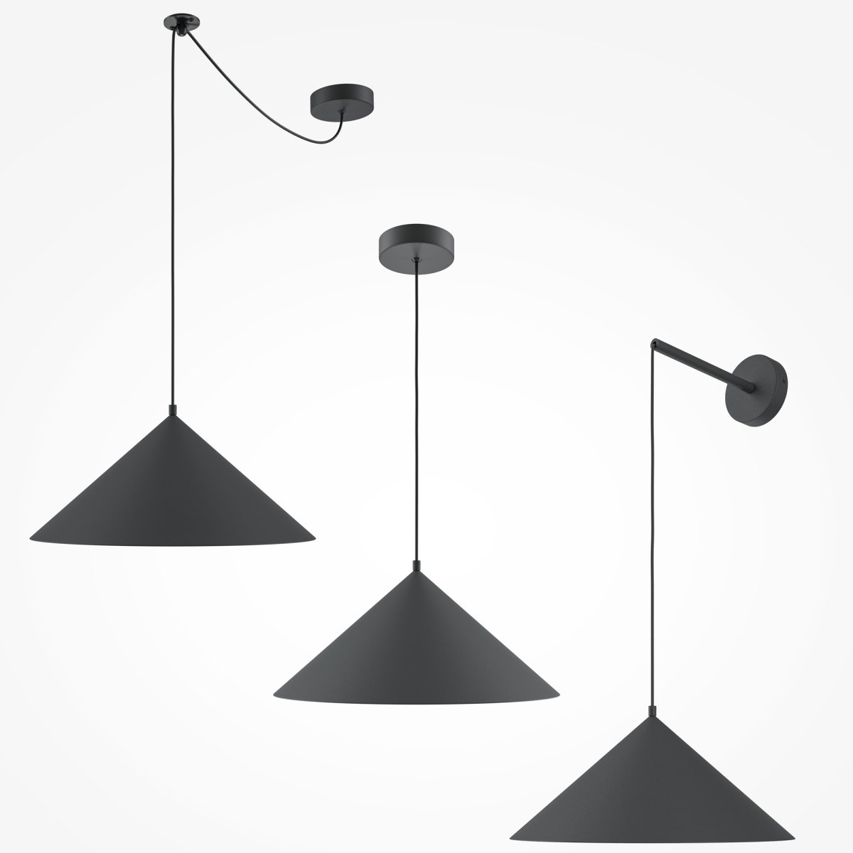 Basic colors Ø35 Noir suspension De Maytoni - Avec son abat-jour conique d'un noir élégant, il émet une lumière dirigée et agréable qui crée une atmosphère moderne et harmonieuse.