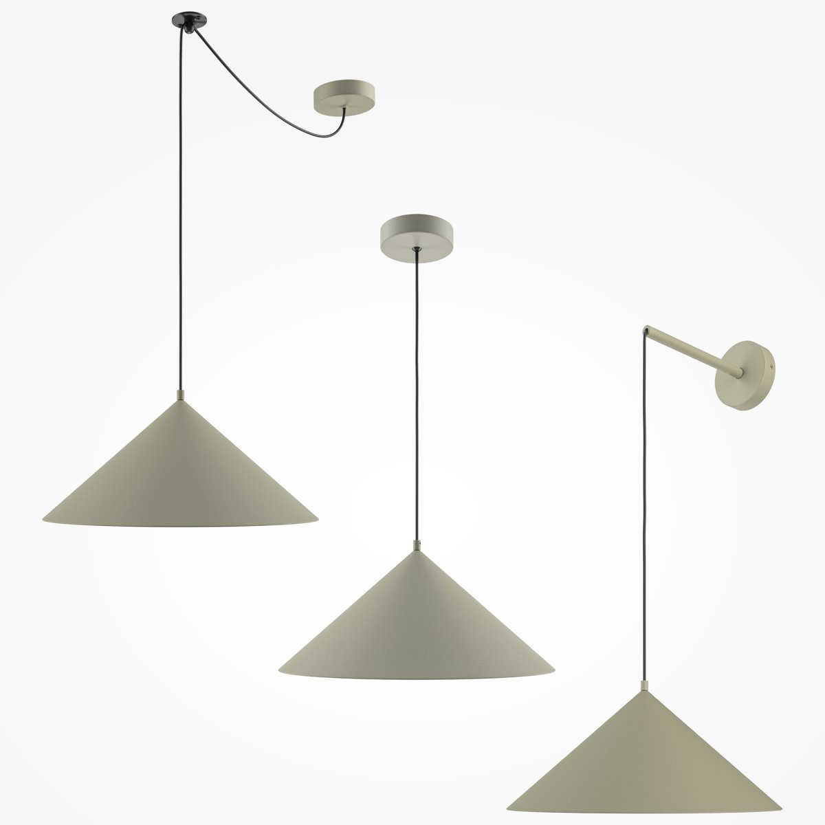Basic colors Ø35 Gris suspension De Maytoni - Avec son abat-jour conique d'une élégante couleur neutre, il émet une lumière dirigée et agréable qui crée une atmosphère moderne et harmonieuse.