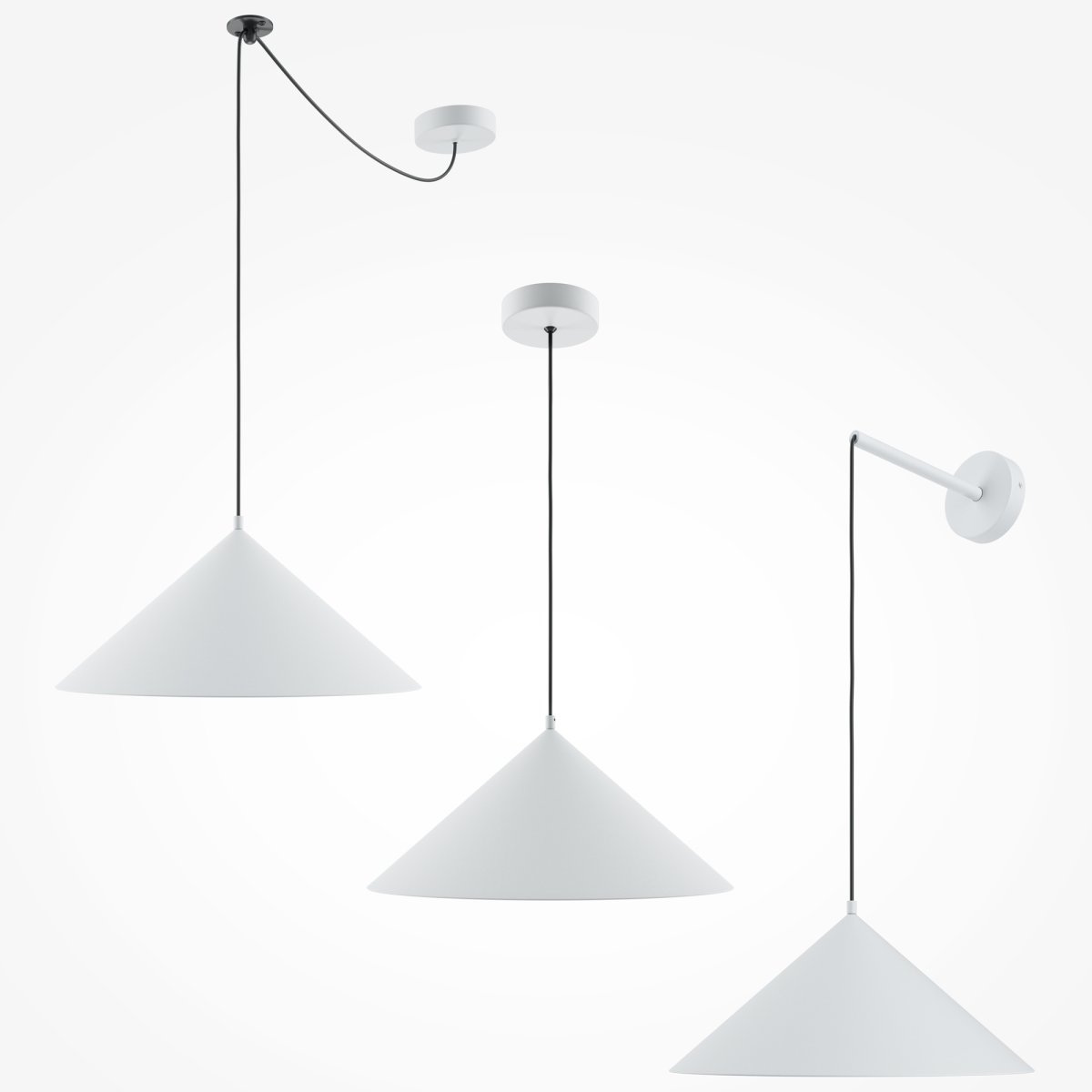 Basic colors Ø35 Blanc suspension De Maytoni - Avec son abat-jour conique d'une élégante couleur neutre, il émet une lumière dirigée et agréable qui crée une atmosphère moderne et harmonieuse.