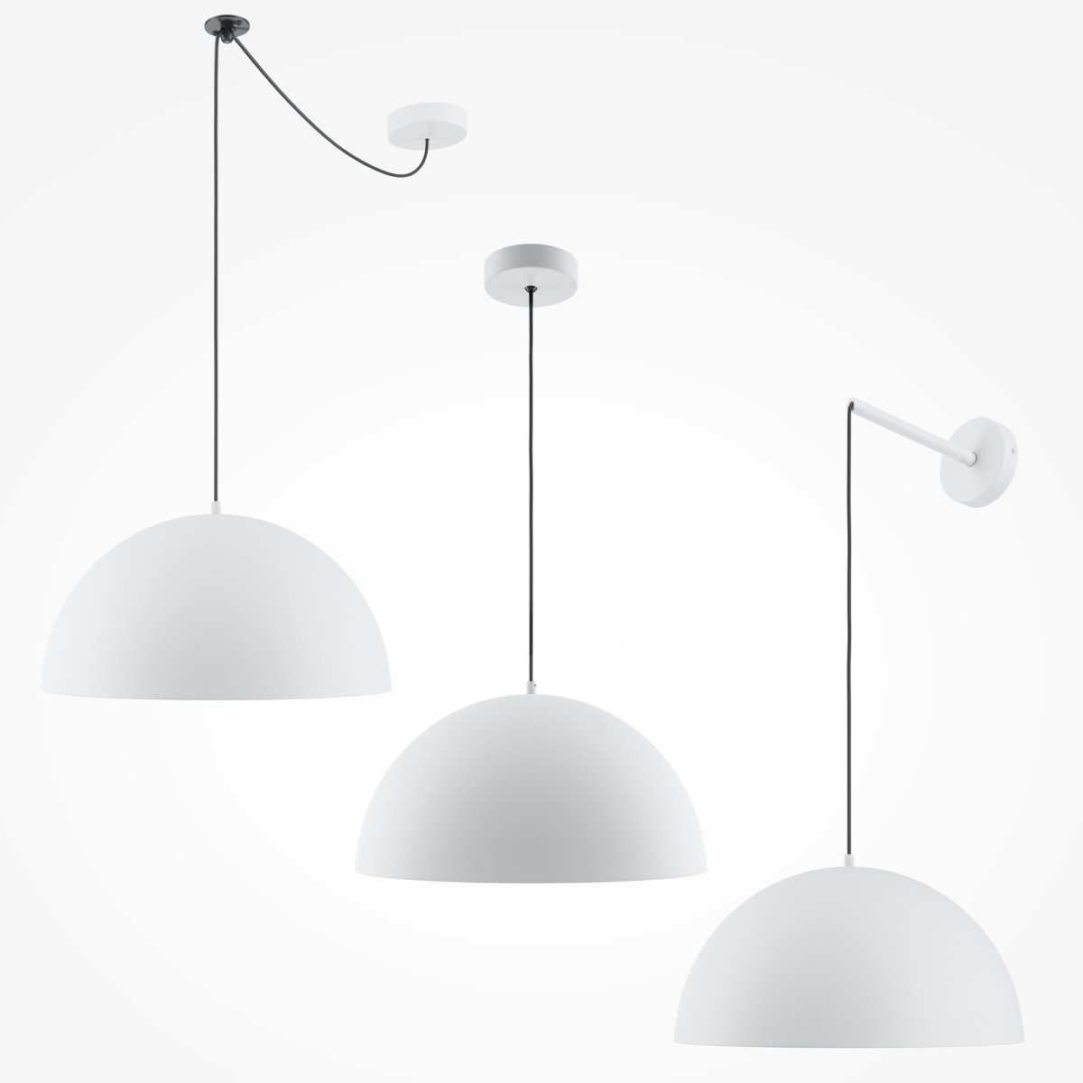 Basic colors Ø35 Blanc suspension De Maytoni - Avec son abat-jour en forme de croissant dans un ton neutre élégant, il émet une lumière dirigée et agréable qui crée une atmosphère moderne et harmonieuse.