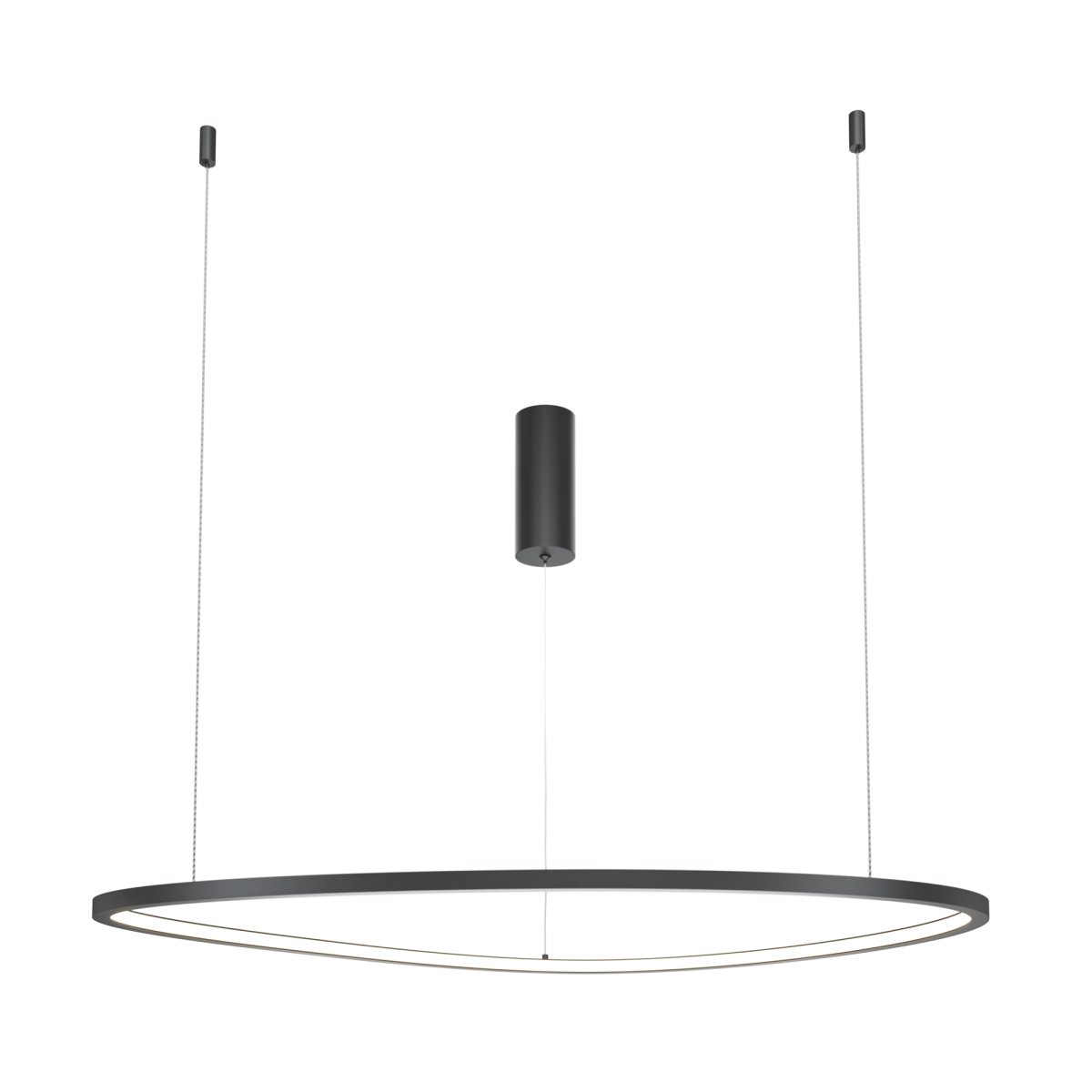 Glint Ø80 Noir suspension De Maytoni - Le cadre mince et rond en aluminium noir est suspendu &eacute;l&eacute;gamment &agrave; des fils fins et donne l'impression de flotter, cr&eacute;ant une sensation de l&eacute;g&egrave;ret&eacute; et d'espace dans votre maison.