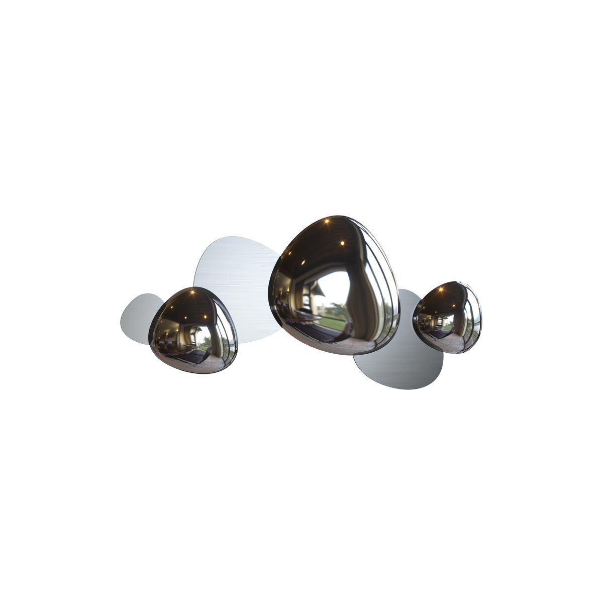 Jack-stone 80cm Nickel applique murale De Maytoni - Avec ses formes asymétriques à l'aspect nickel et ses surfaces réfléchissantes, un jeu fascinant de lumière et de reflets est créé.