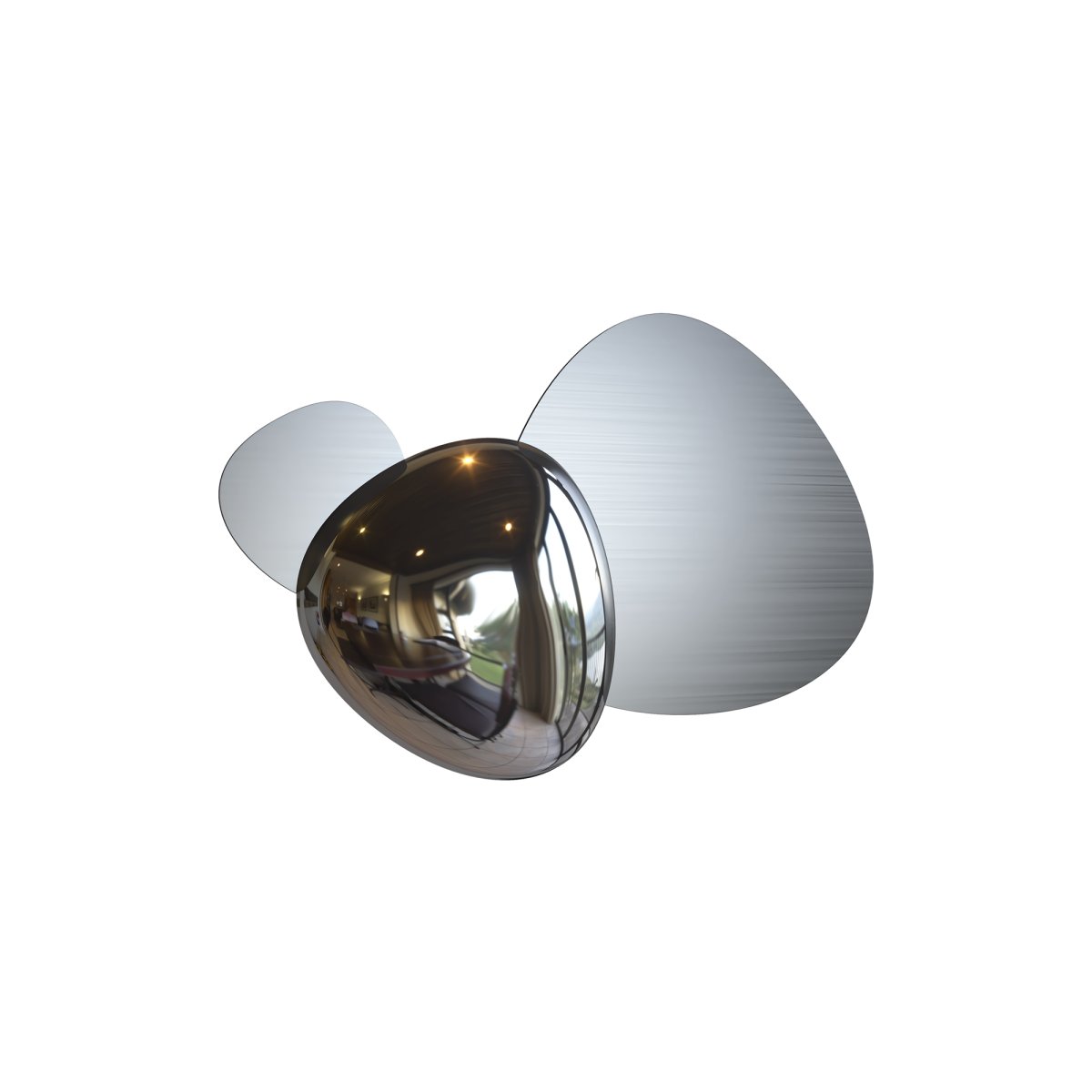 Jack-stone 36cm Nickel applique murale De Maytoni - Avec ses formes asymétriques à l'aspect nickel et ses surfaces réfléchissantes, un jeu fascinant de lumière et de reflets est créé.