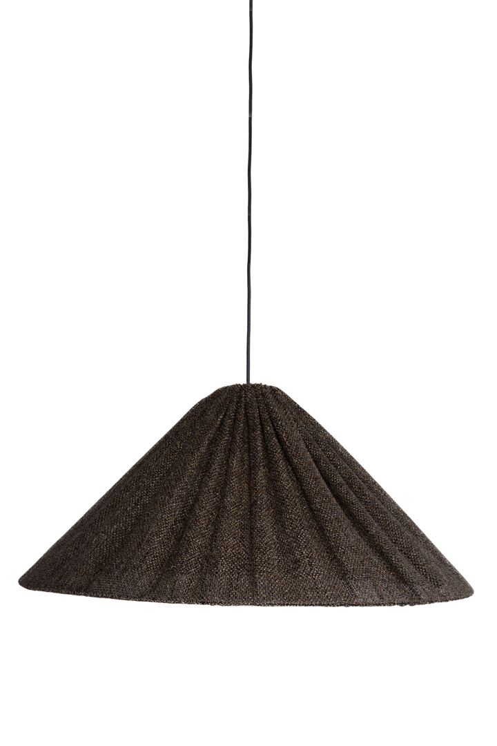 Tipi Abat-Jour S/Suspension Ø78 Brun suspension De Alde & Lind - Le tissu est chin&eacute; en deux teintes&nbsp;: marron et lin naturel.