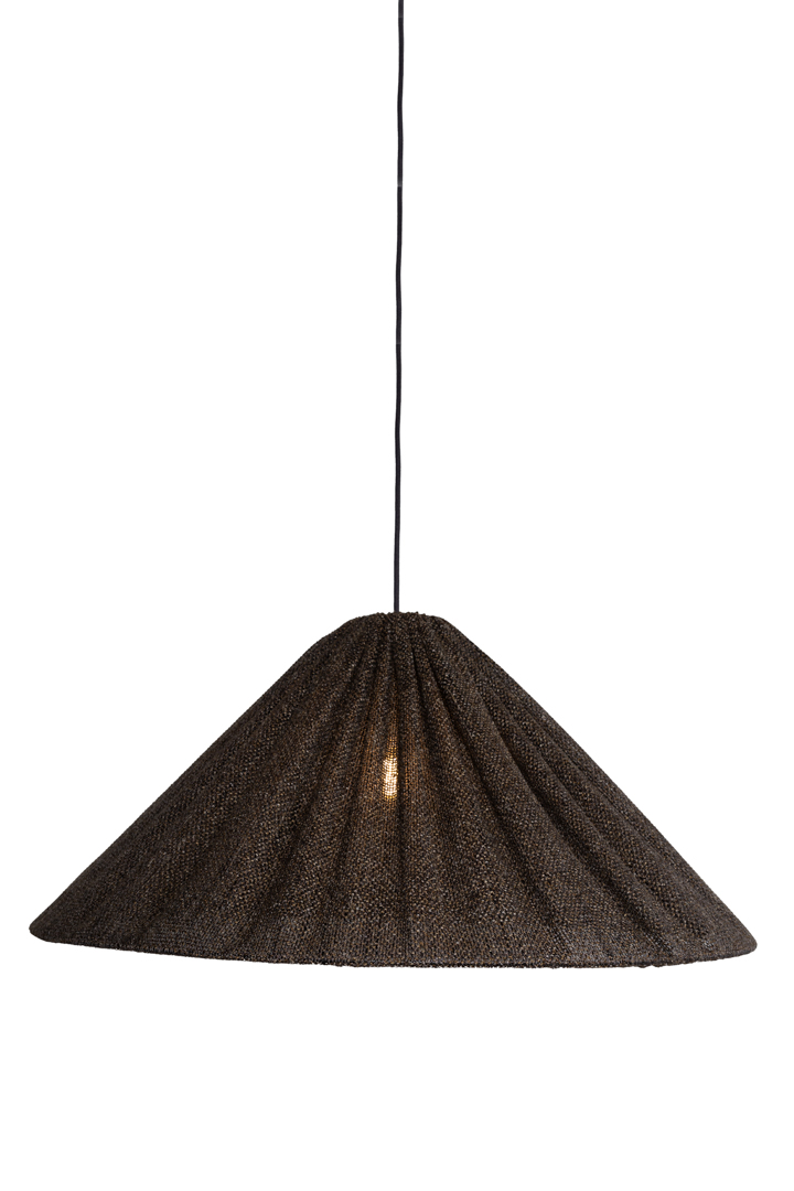 Tipi Abat-Jour S/Suspension Ø78 Brun suspension De Alde & Lind - Le tissu est chin&eacute; en deux teintes&nbsp;: marron et lin naturel.