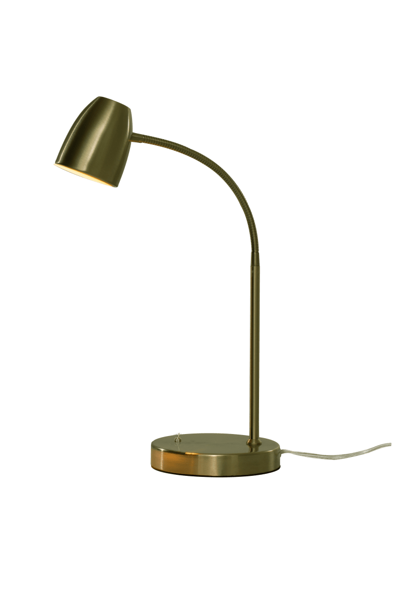 Sandnes 44cm Laiton antique lampe de bureau De Aneta Lighting - Son design intemporel est facile &agrave; positionner et son bras flexible pratique permet d'orienter facilement la lumi&egrave;re.