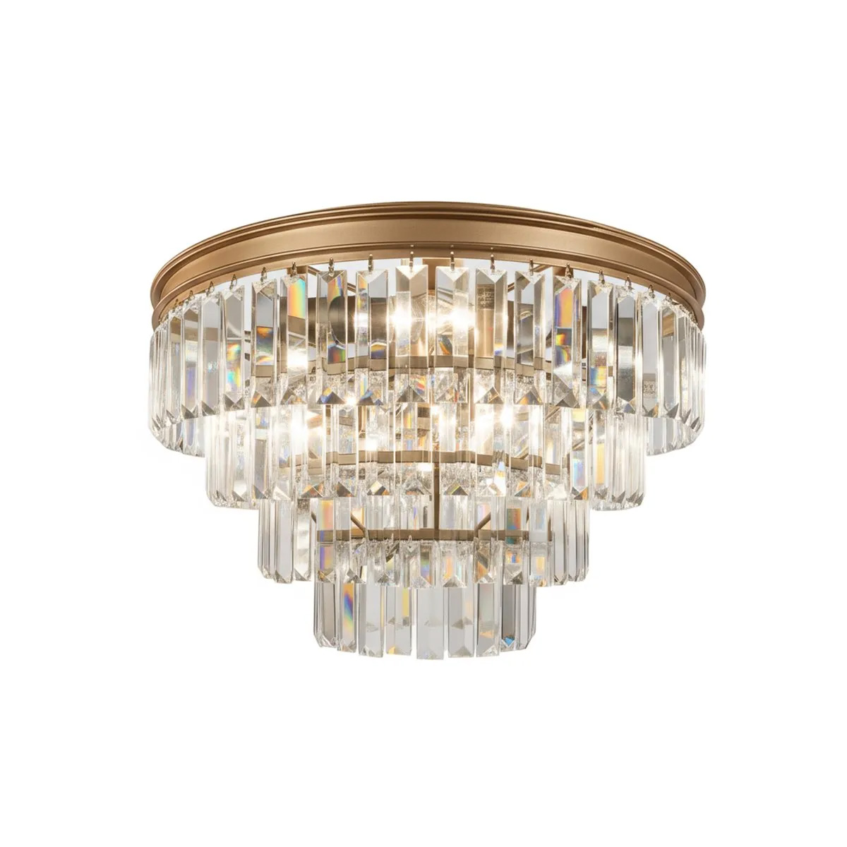 Oxford Ø50 Laiton antique cristal De Lampan - Un &eacute;l&eacute;gant plafonnier en cristal, finition laiton antique, allie &eacute;l&eacute;gance et fonctionnalit&eacute;.