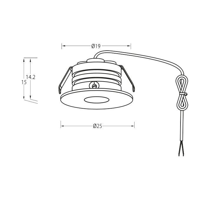 P-132 Mini Downlight 2700K Blanc De Designlight - Ce spot nécessite un driver Designlight de 350 mA à courant constant (montage en série).