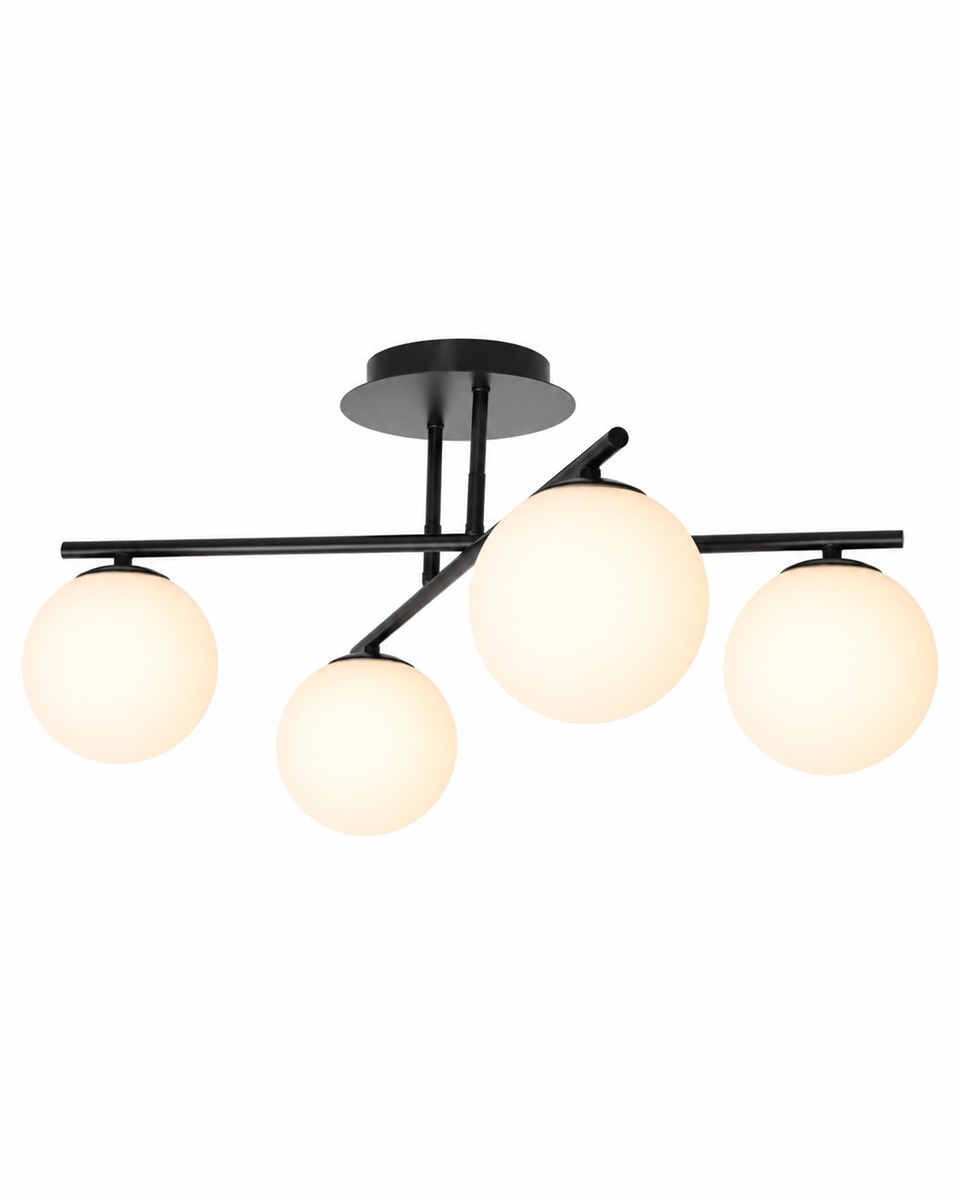 Globi 4 Ø65 Noir et blanc plafonnier De Nordic Lighting - Id&eacute;al pour les couloirs, les chambres ou les salons o&ugrave; l'on souhaite un plafonnier d&eacute;coratif offrant un bon &eacute;clairage g&eacute;n&eacute;ral.