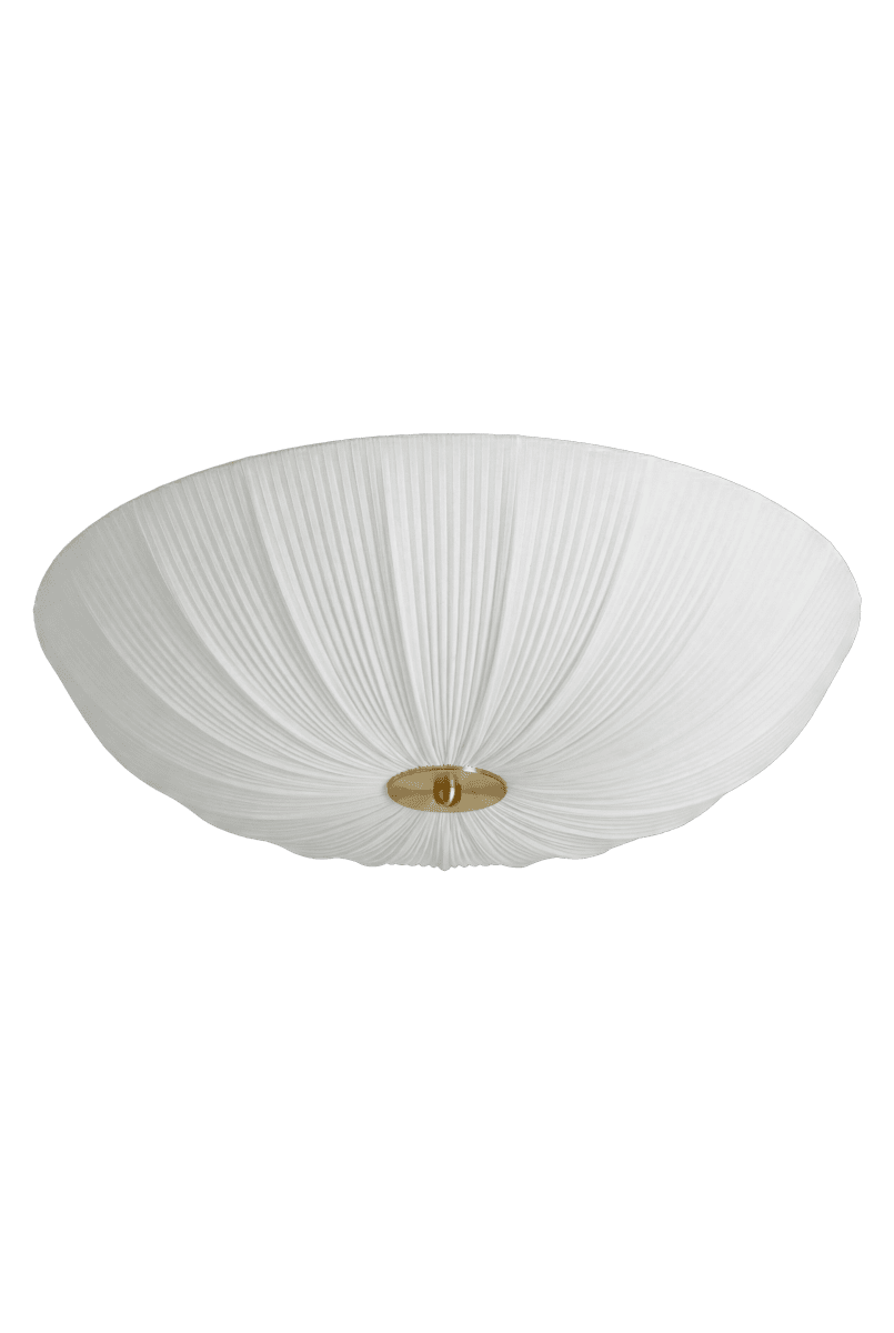 Lady Ø55 Blanc plafonnier De Aneta Lighting - La lampe de table &laquo; Lady &raquo; s&eacute;duit par sa forme douce et &eacute;l&eacute;gante, o&ugrave; le tissu &eacute;pouse d&eacute;licatement la structure m&eacute;tallique.