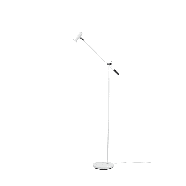Cato Dimmable Blanc mat lampadaire De Belid - Avec une hauteur r&eacute;glable de 100 &agrave; 134 cm, un abat-jour de 4 cm de diam&egrave;tre et un pied robuste de 20 cm, Cato allie parfaitement forme et fonctionnalit&eacute;.