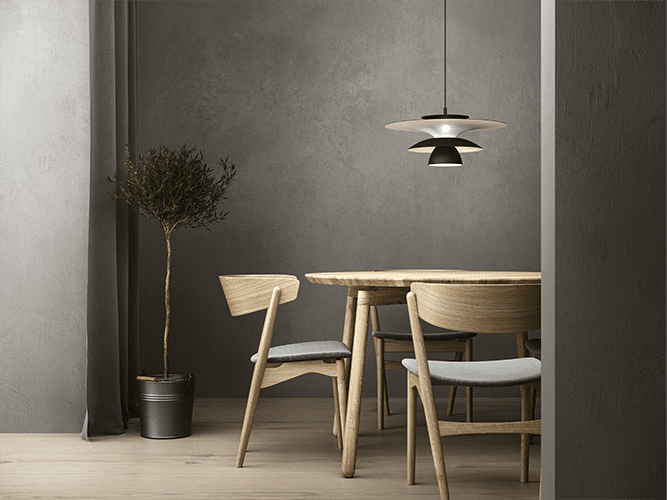 Picasso Ø50 Noir mat suspension De Belid - La famille Picasso se compose de suspensions, de lampes de table et de lampadaires.