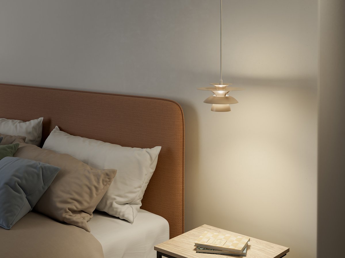 Picasso Ø18 Nougat suspension De Belid - La famille Picasso se compose de suspensions, de lampes de table et de lampadaires.