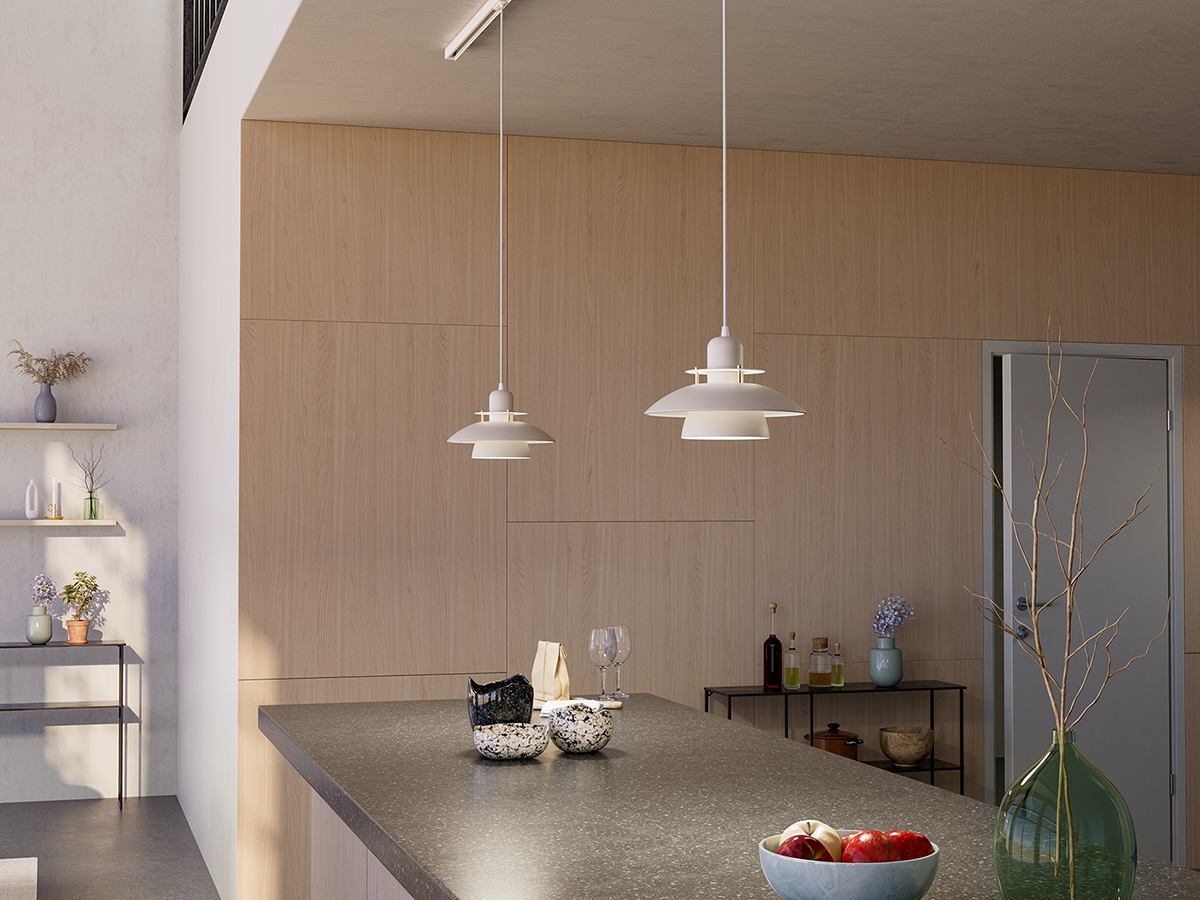 Primus IV Ø28 Blanc brillant suspension De Belid - Primus est l'une de nos suspensions de cuisine les plus populaires.