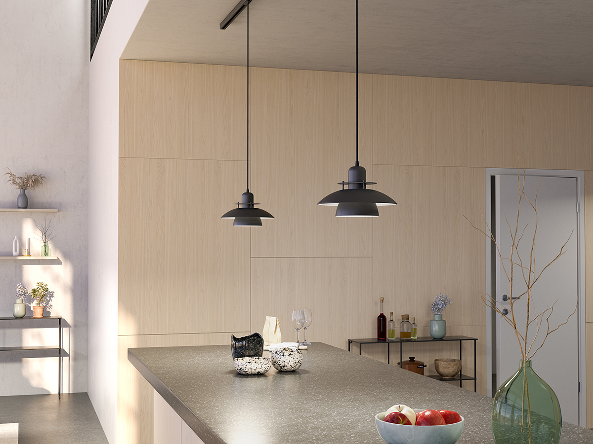 Primus IV Ø28 Noir mat suspension De Belid - Primus est l'une de nos suspensions de cuisine les plus populaires.
