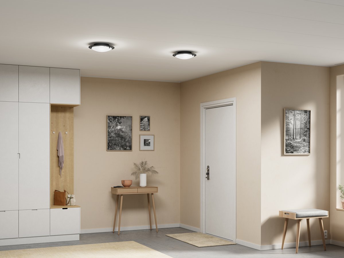 Cirklo Ø30 Texture noire plafonnier De Belid - Le plafonnier Cirklo, sobre et élégant, s'intègre harmonieusement à la plupart des espaces de vie et des styles de décoration.