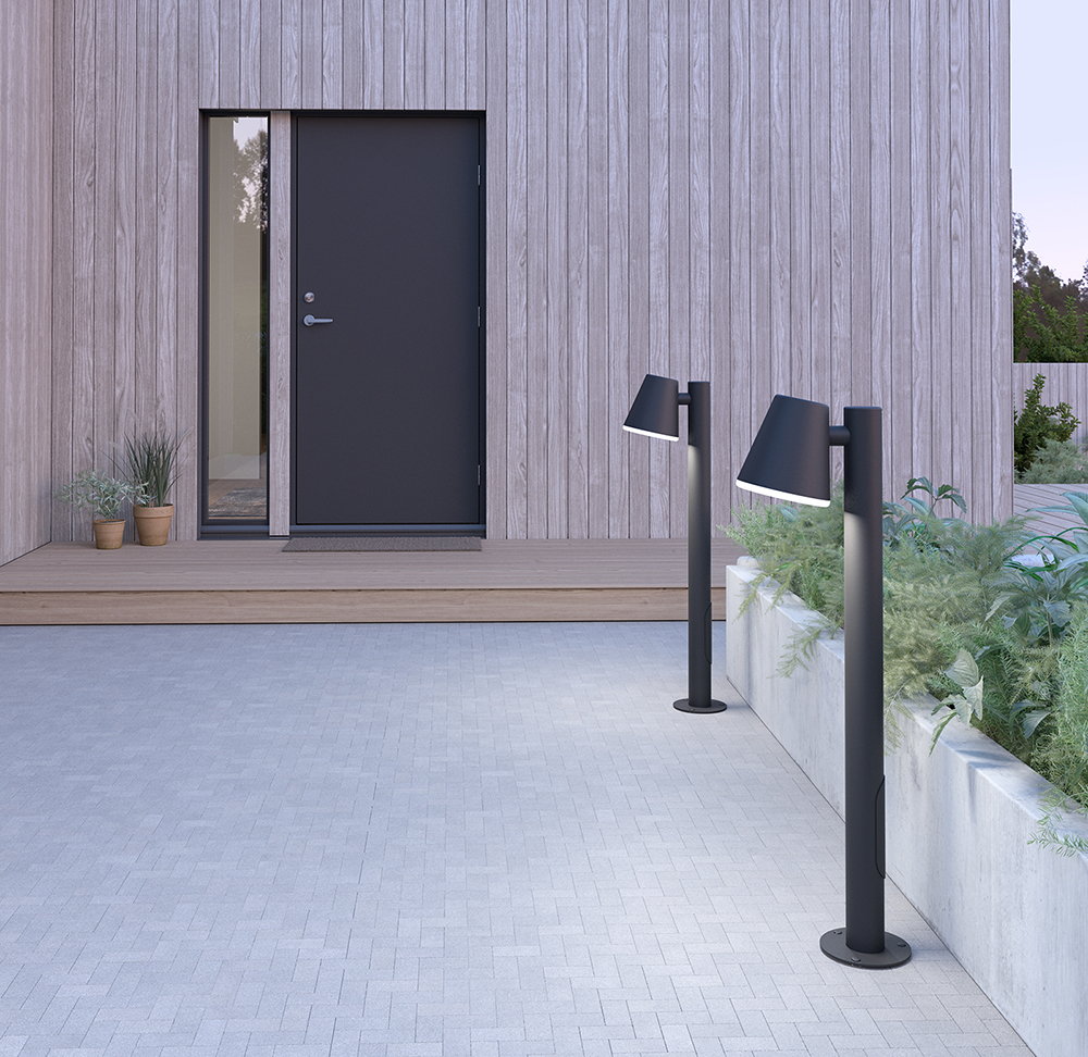 Mist 103cm Texture noire bornes De Belid - Le corps en verre opale intégré assure une bonne répartition de la lumière tout en protégeant la source lumineuse.