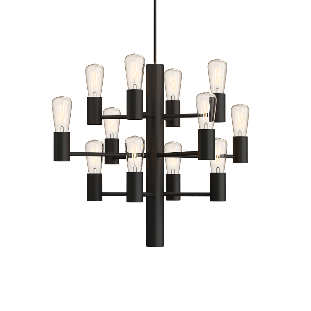 Manola 12 mini Ø45 Noir suspension De Herstal - Son design &eacute;l&eacute;gant en fait un &eacute;l&eacute;ment central de votre int&eacute;rieur et avec les sources lumineuses incluses, vous pourrez bient&ocirc;t profiter d'une nouvelle dimension de style et de beaut&eacute;.