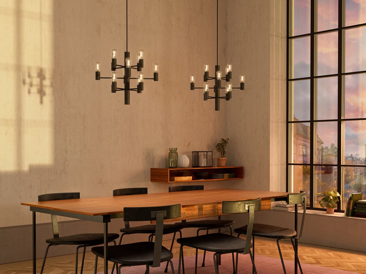 Manola 12 mini Ø45 Noir suspension De Herstal - Son design &eacute;l&eacute;gant en fait un &eacute;l&eacute;ment central de votre int&eacute;rieur et avec les sources lumineuses incluses, vous pourrez bient&ocirc;t profiter d'une nouvelle dimension de style et de beaut&eacute;.