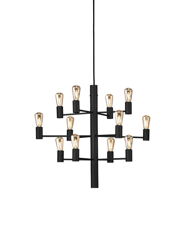Manola 12 Ø60 Noir suspension De Herstal - Manola est un lustre &eacute;l&eacute;gant &agrave; 12 bras.