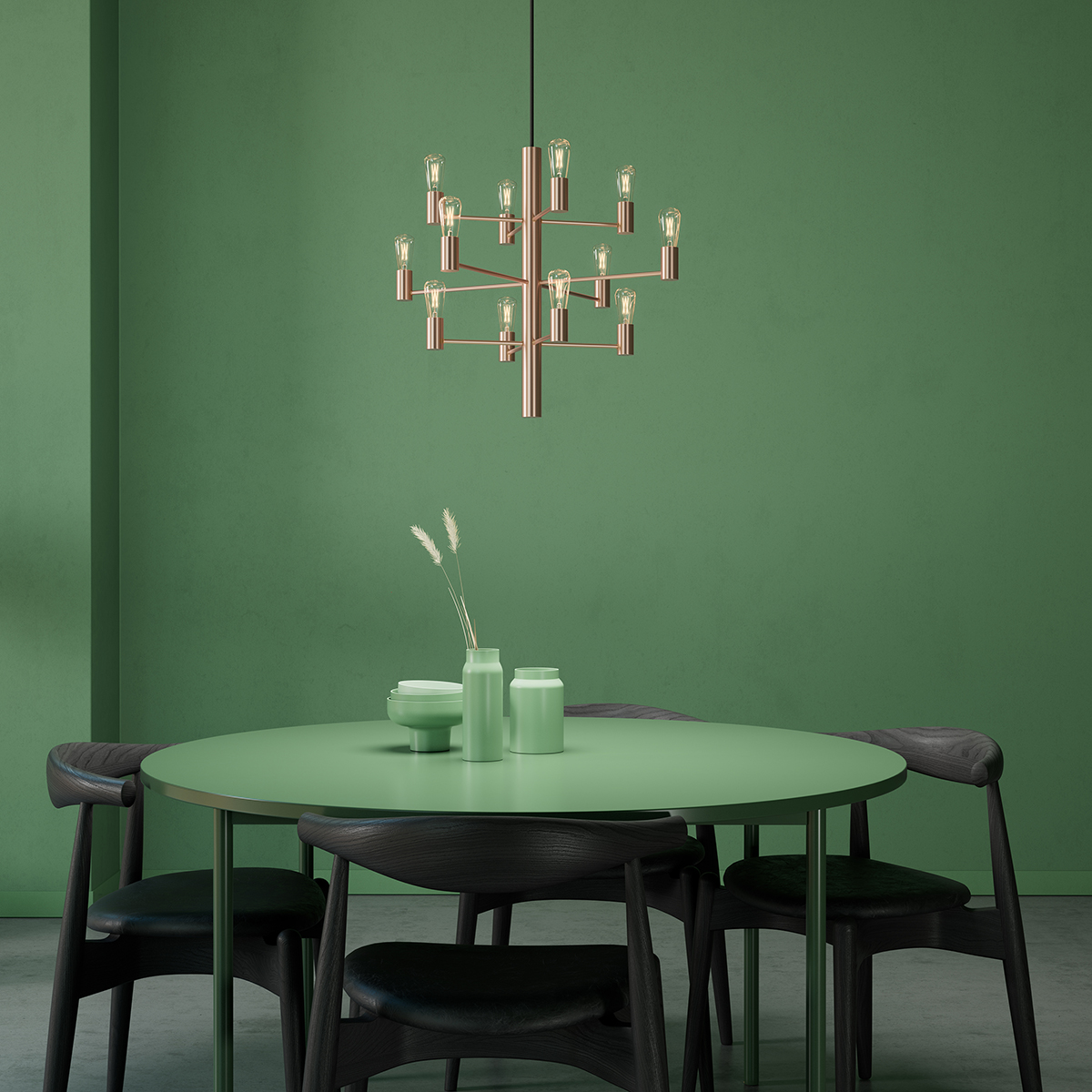 Manola 12 Ø60 Rosé doré suspension De Herstal - Manola est un lustre &eacute;l&eacute;gant &agrave; 12 bras.