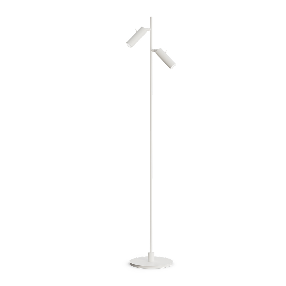 Pipeline 2 Blanc mat lampadaire De Herstal - Avec une hauteur de 132,6 cm et un diam&egrave;tre de base de 20 cm, Pipeline offre une pr&eacute;sence stable et &eacute;l&eacute;gante adapt&eacute;e aux salons, chambres et bureaux &agrave; domicile.