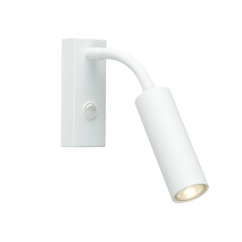 Pipeline Flex Blanc mat lampe de lecture De Herstal - Avec une hauteur de seulement 12,5 cm, une largeur de 4,5 cm et une distance du mur de 22,4 cm, cette lampe &eacute;l&eacute;gante fournit une lumi&egrave;re parfaitement dirig&eacute;e pour lire ou cr&eacute;er une atmosph&egrave;re chaleureuse.