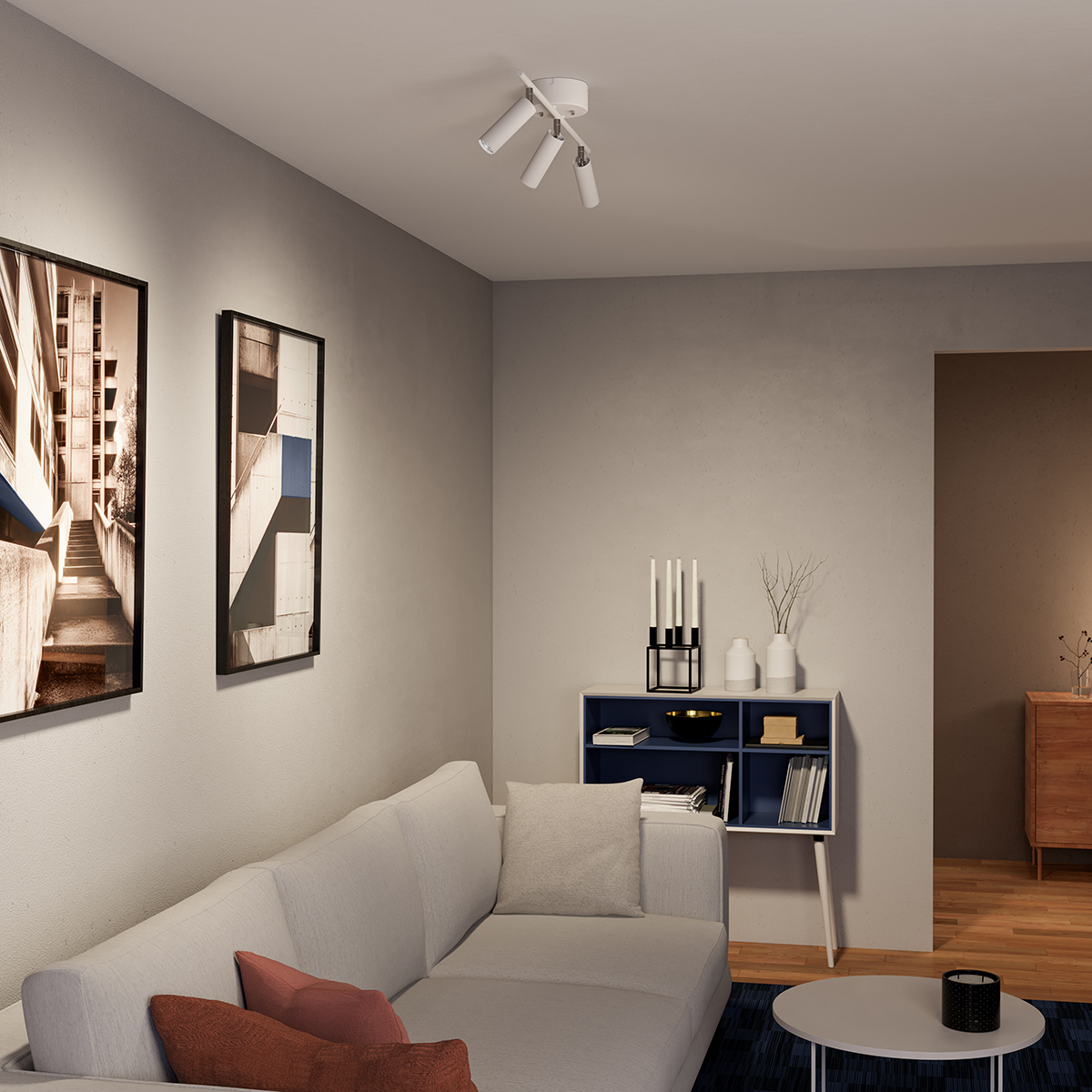 Pipeline 3 Blanc mat spot De Herstal - Le système de rail est dimmable, vous permettant de contrôler l'atmosphère, que vous souhaitiez créer un environnement chaleureux et détendu ou une atmosphère relaxante.