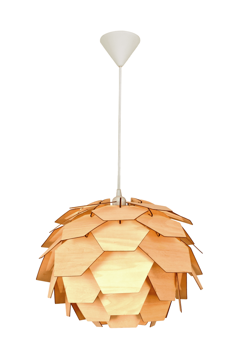 Carpatica Ø40 Nature suspension De Aneta Lighting - Le plafonnier est en plastique blanc pour suspension par crochet et est équipé d'une bande de serrage.
