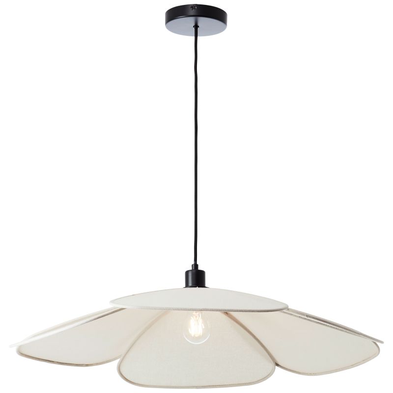 Capucine Ø77 Beige suspension De Brilliant - Son abat-jour beige diffuse une lumière chaleureuse et accueillante, tandis que son câble de suspension noir crée un contraste élégant et une impression de robustesse.