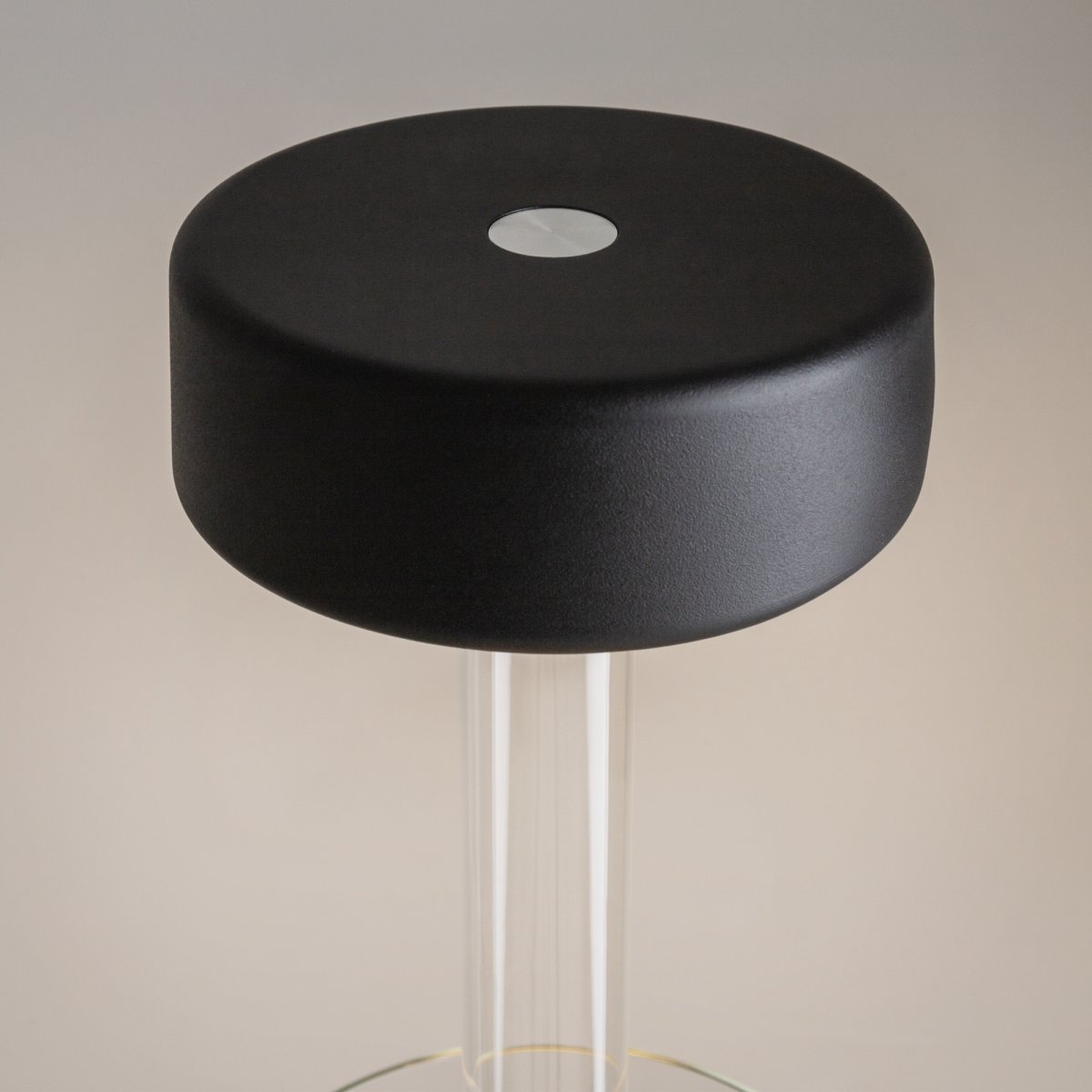 AI Collaboration 35cm Noir portable De Maytoni - la conception : avec une fine tige métallique ; une base ronde plate ou avec une base en verre dans laquelle est intégré un vase.