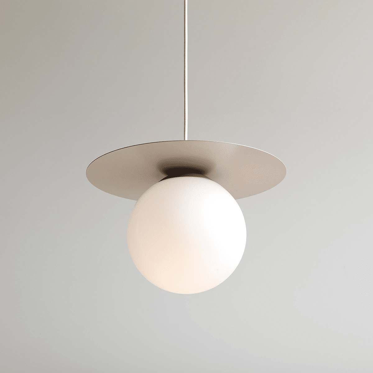 Loop Ø34 Beige suspension De Artera - Le dôme rond en verre opale a un diamètre de 20 cm et assure une belle répartition de la lumière dans la pièce.