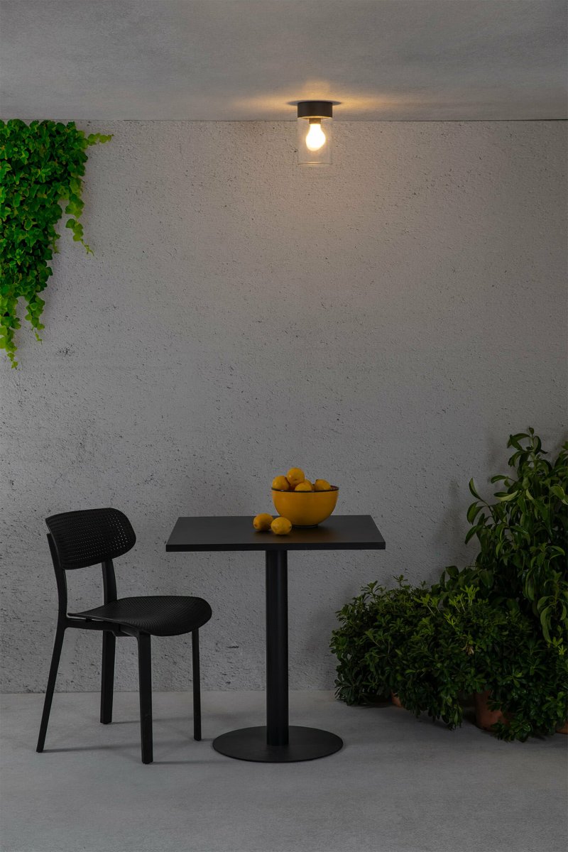 Kila Gris lampe d’extérieur De Faro Barcelona - Le plafonnier gris fonc&eacute; est parfait pour les entr&eacute;es, les porches et les terrasses.