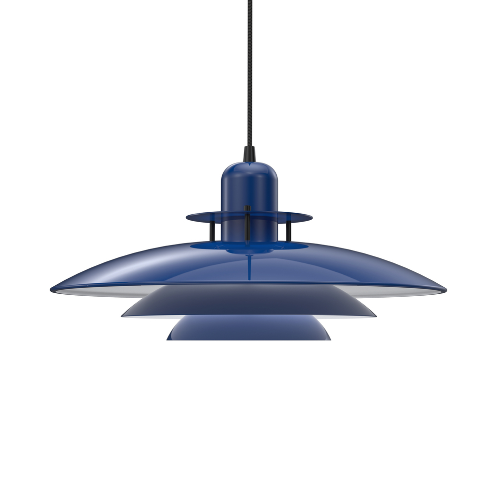 Primus I Ø43 Bleu suspension De Belid - La suspension Primus de Belid est une lampe classique en m&eacute;tal d'un bleu profond rehauss&eacute; de d&eacute;tails noirs mats.