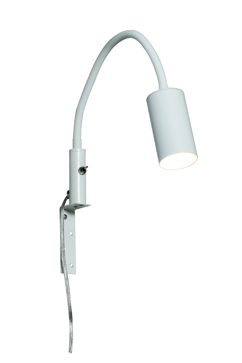 Hugin Flex Blanc lampe de lecture De Aneta Lighting - Un bras flexible recouvert de silicone permet d'orienter facilement la lumière dans la direction souhaitée.