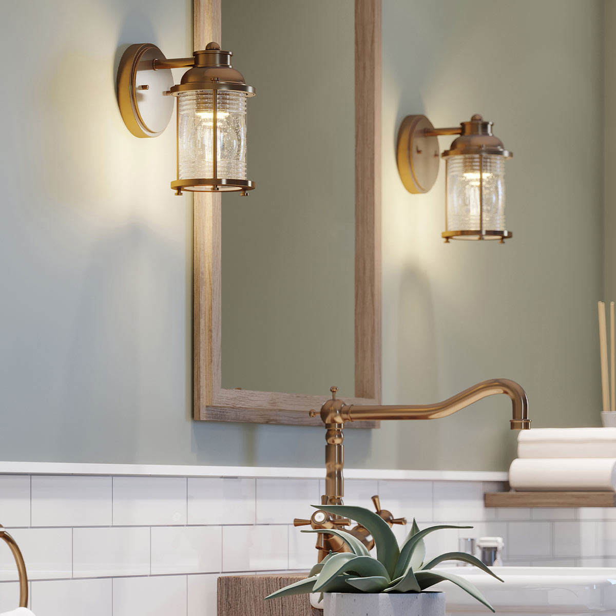 Ashland Bay 20cm Laiton lampe de salle de bain De Elstead Lighting - Ashland Bay est une lampe de salle de bain élégante et classique qui allie robustesse et design intemporel.