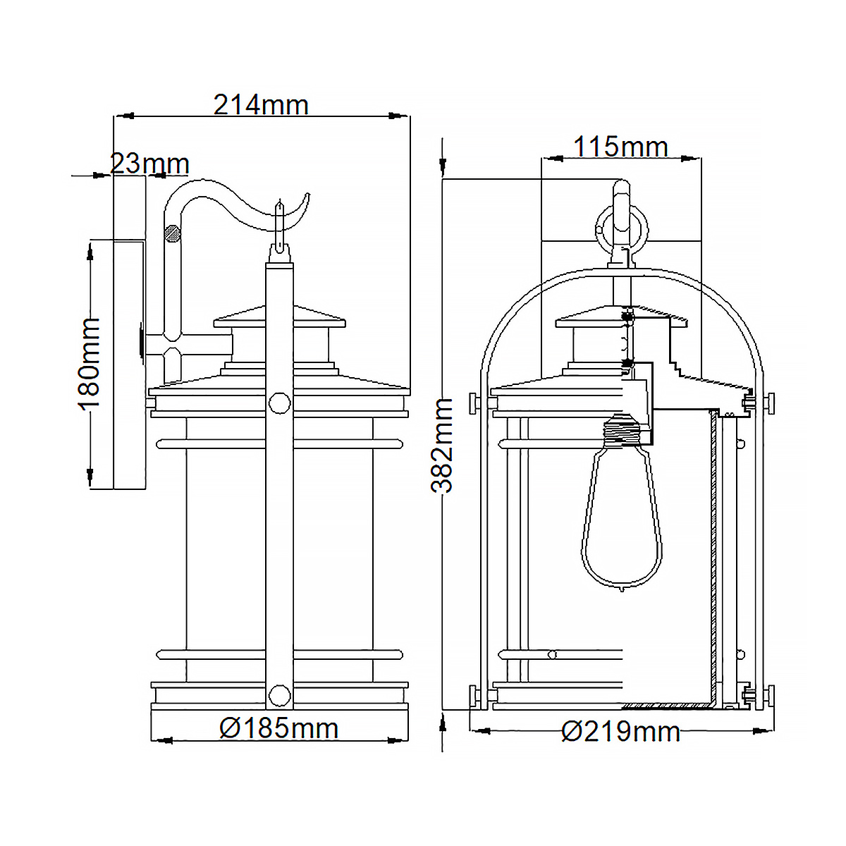 Booker 38cm Aluminium lampe d’extérieur De Elstead Lighting - Booker &auml;r en stilfull och robust fasadlampa med en design inspirerad av klassiska marina lanternor.